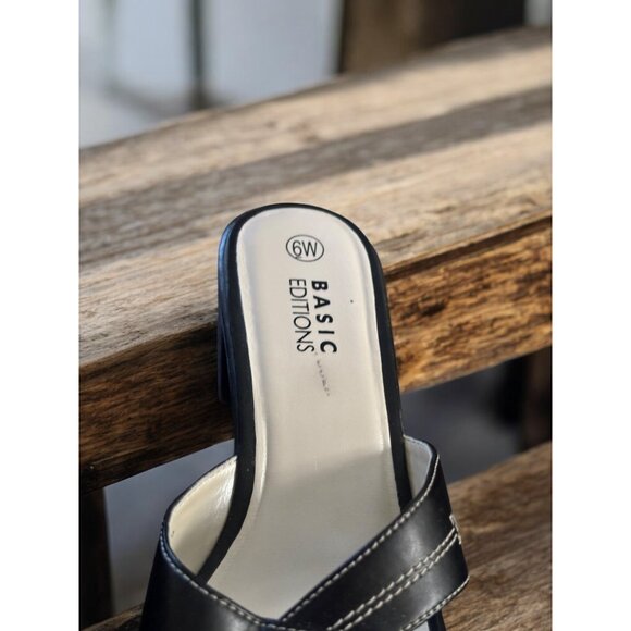 Basic Editions Women's Size 6W Black Sandals Block Heel - Picture 7 of 7